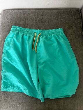Men’s Turquoise Swim Shorts with Yellow Drawstring